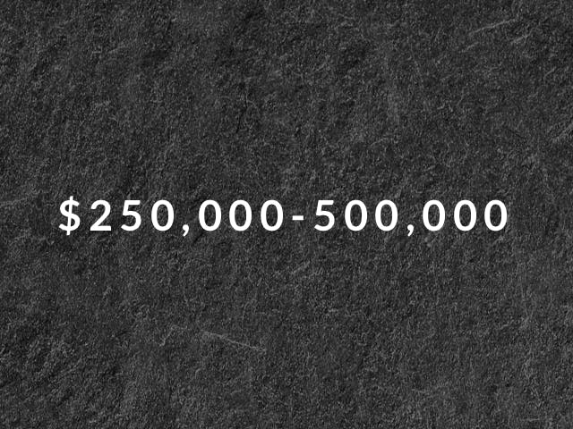 $250,000 to 500,000