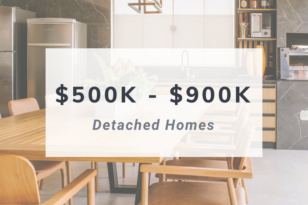 $500k - $900 detached homes
